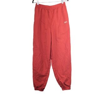 Asics Vintage Red Nylon Track Pants Windbreaker Joggers Mens Large Zipped Cuffs